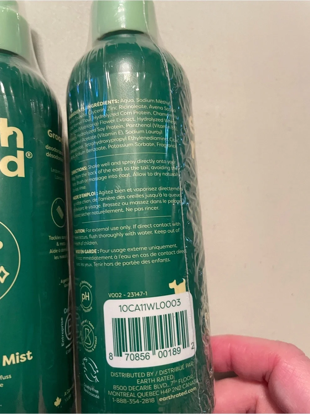 Earth Rated White Tea & Basil Dog Refresh Mist - Bundle X2 New